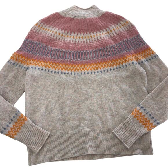 J.Crew Sweater Womens XX Small Pink Fair Isle Yoke Rollneck Supersoft Yarn - Picture 3 of 9